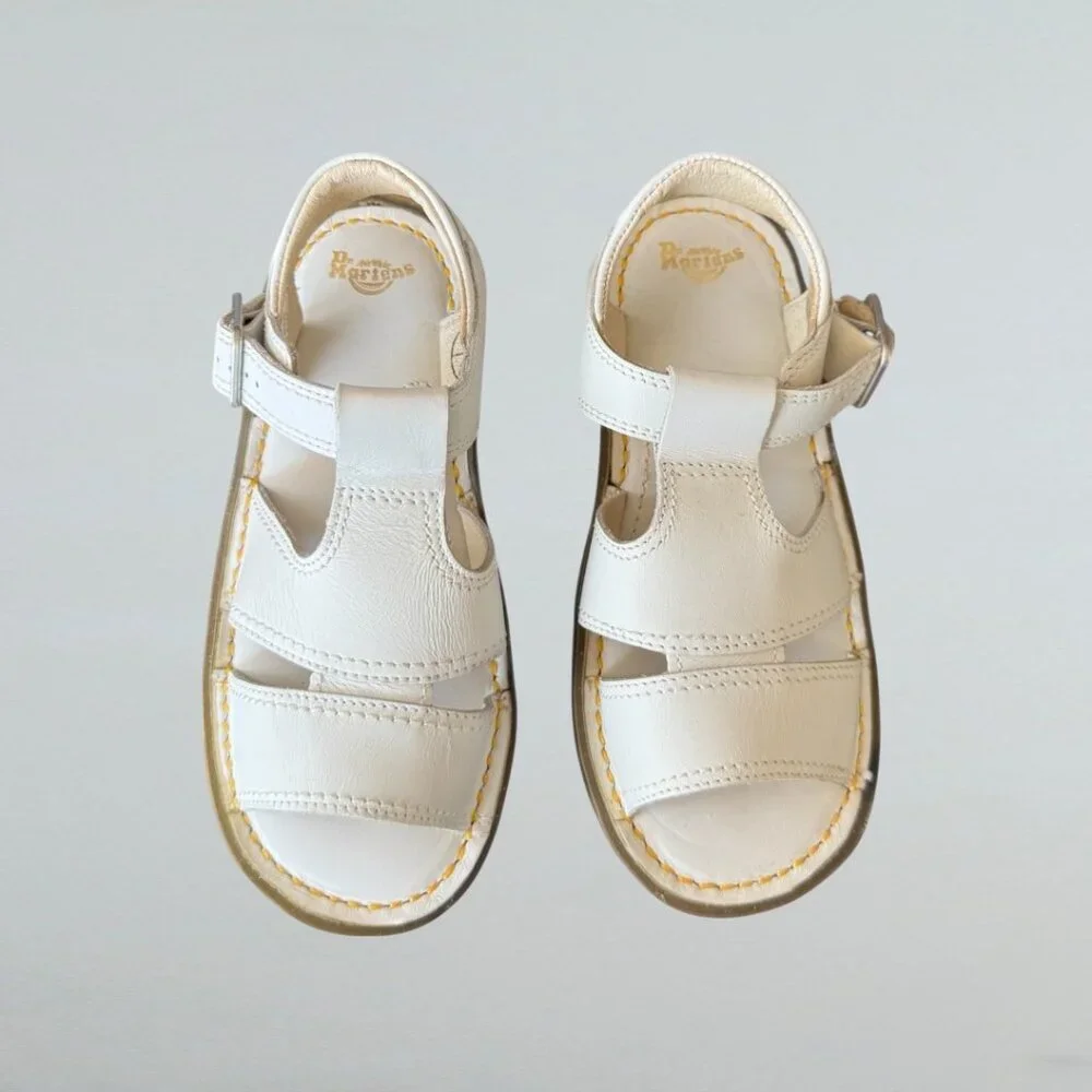 Dr Martens BRAND NEW‎ Children's kids White T Strap Sandal Sz 13/31 Vintage 90's